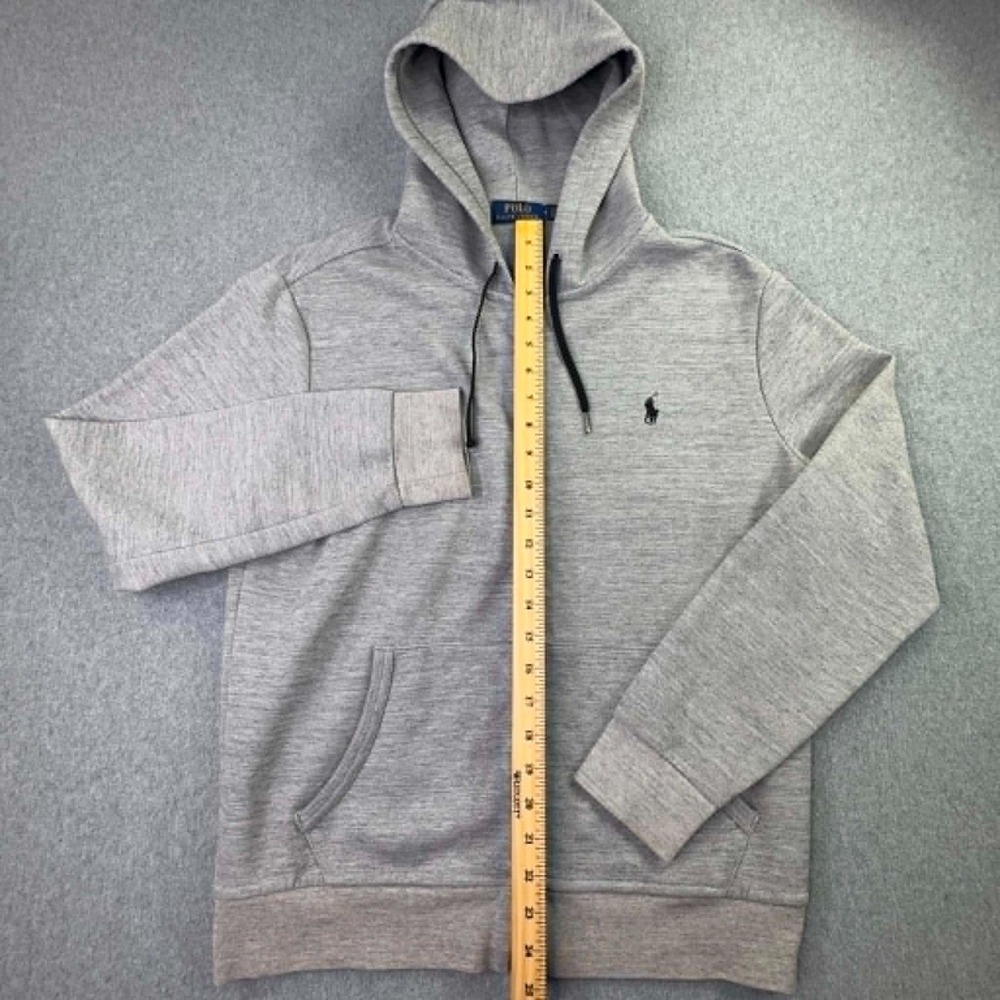 Polo Ralph Lauren Full Zip Fleece Hoodie Men's M Heather Gray Black Pony Preppy - Picture 6 of 7